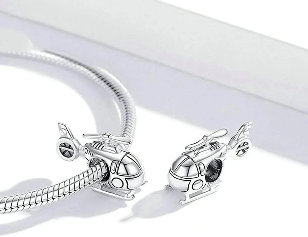 925 Sterling Silver Car Charm Bike Charm Train Charm Bus Charm Helicopter Charm Ship Charm Travel Charm for Pandora Charm Bracelet