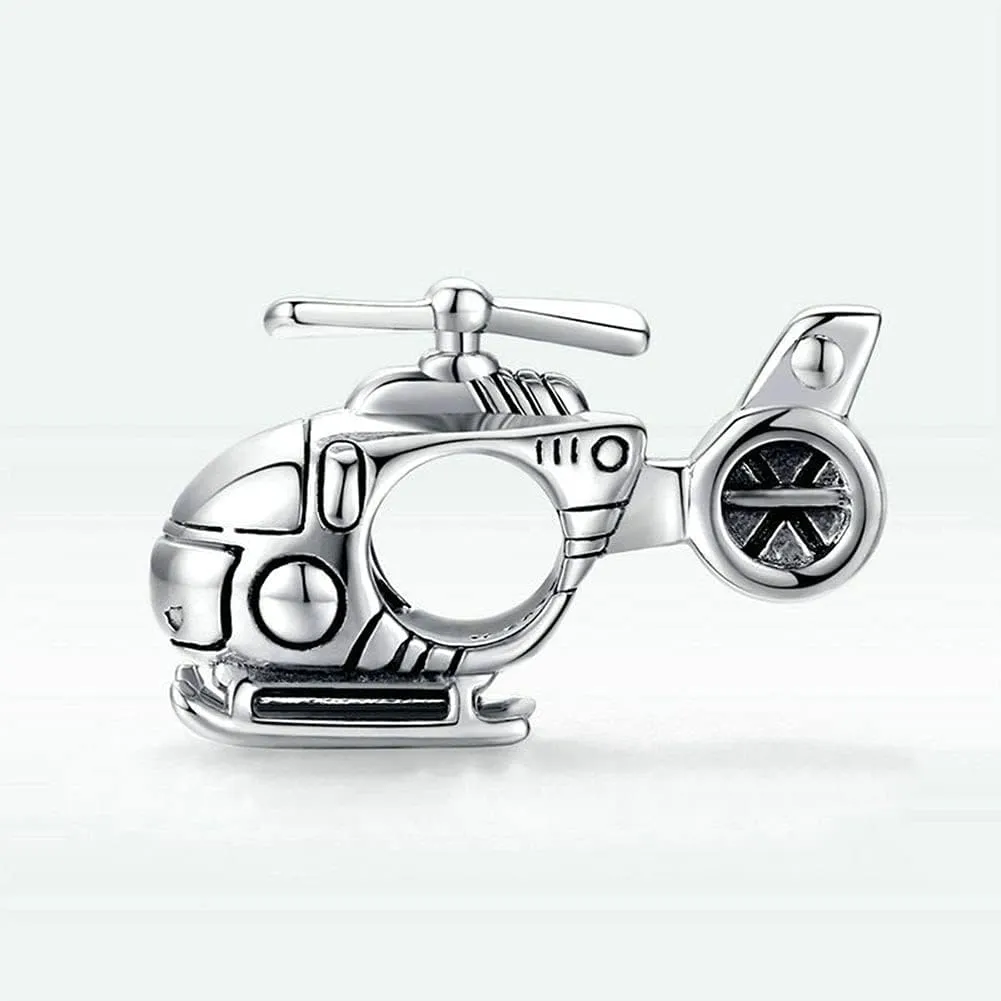 925 Sterling Silver Car Charm Bike Charm Train Charm Bus Charm Helicopter Charm Ship Charm Travel Charm for Pandora Charm Bracelet