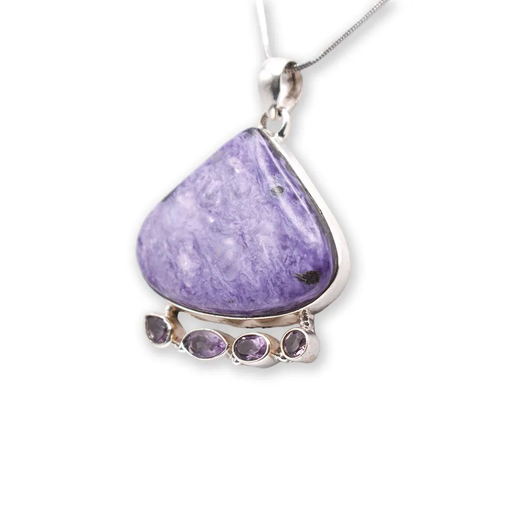 925 Sterling Silver Charoite Pendant