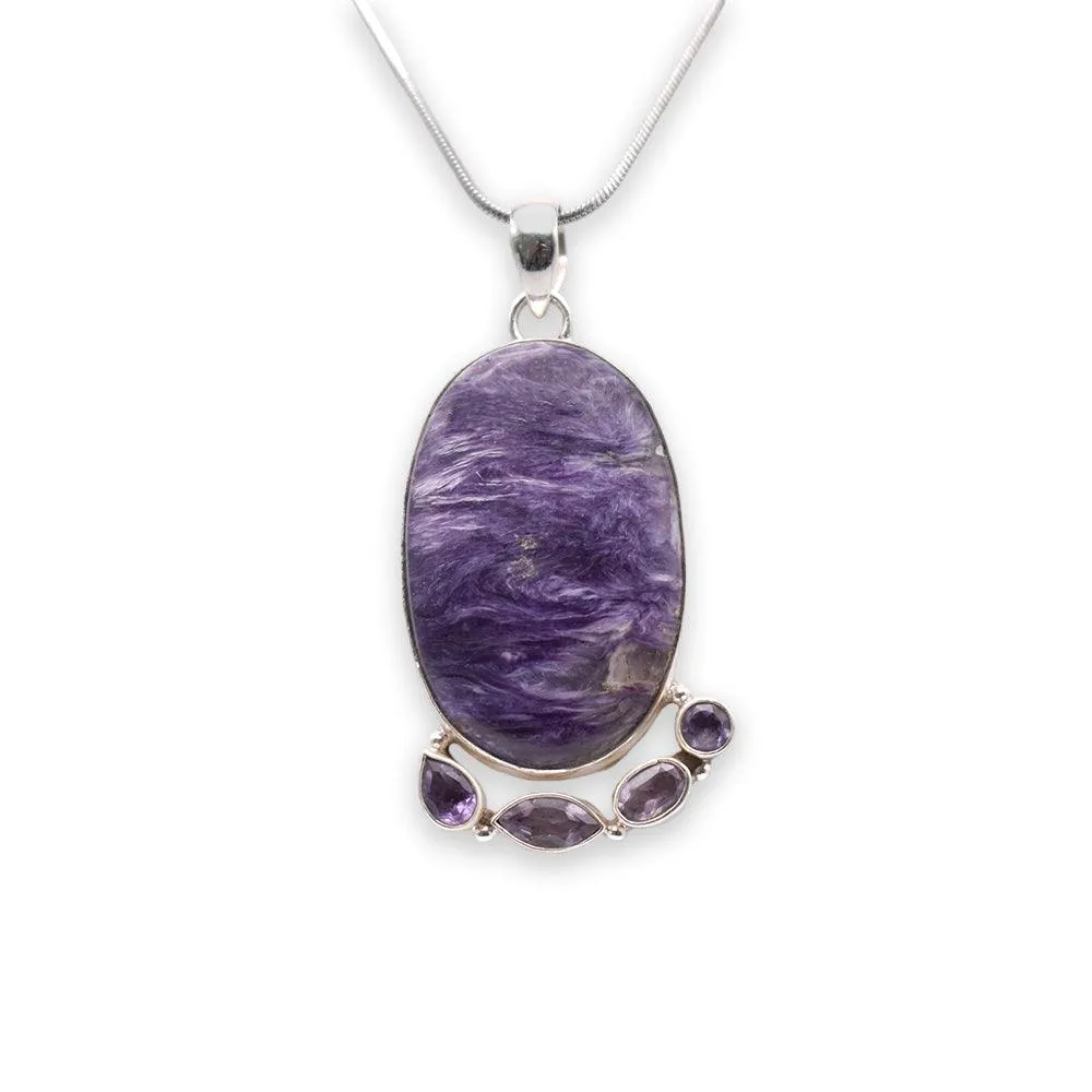 925 Sterling Silver Charoite Pendant