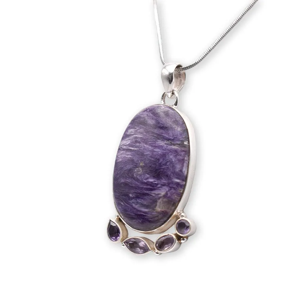 925 Sterling Silver Charoite Pendant