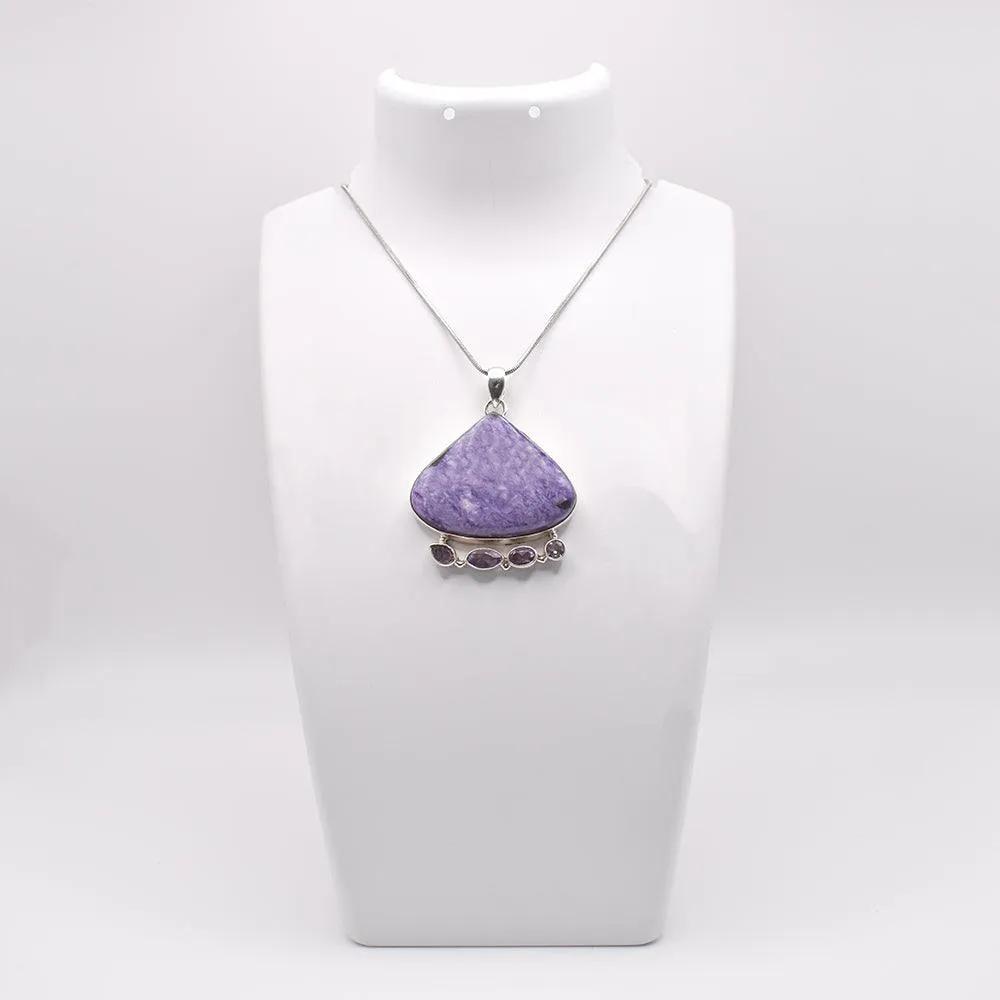925 Sterling Silver Charoite Pendant