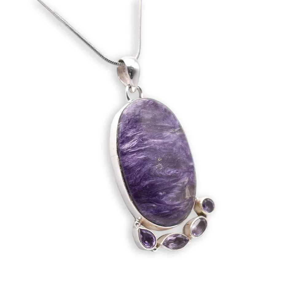 925 Sterling Silver Charoite Pendant