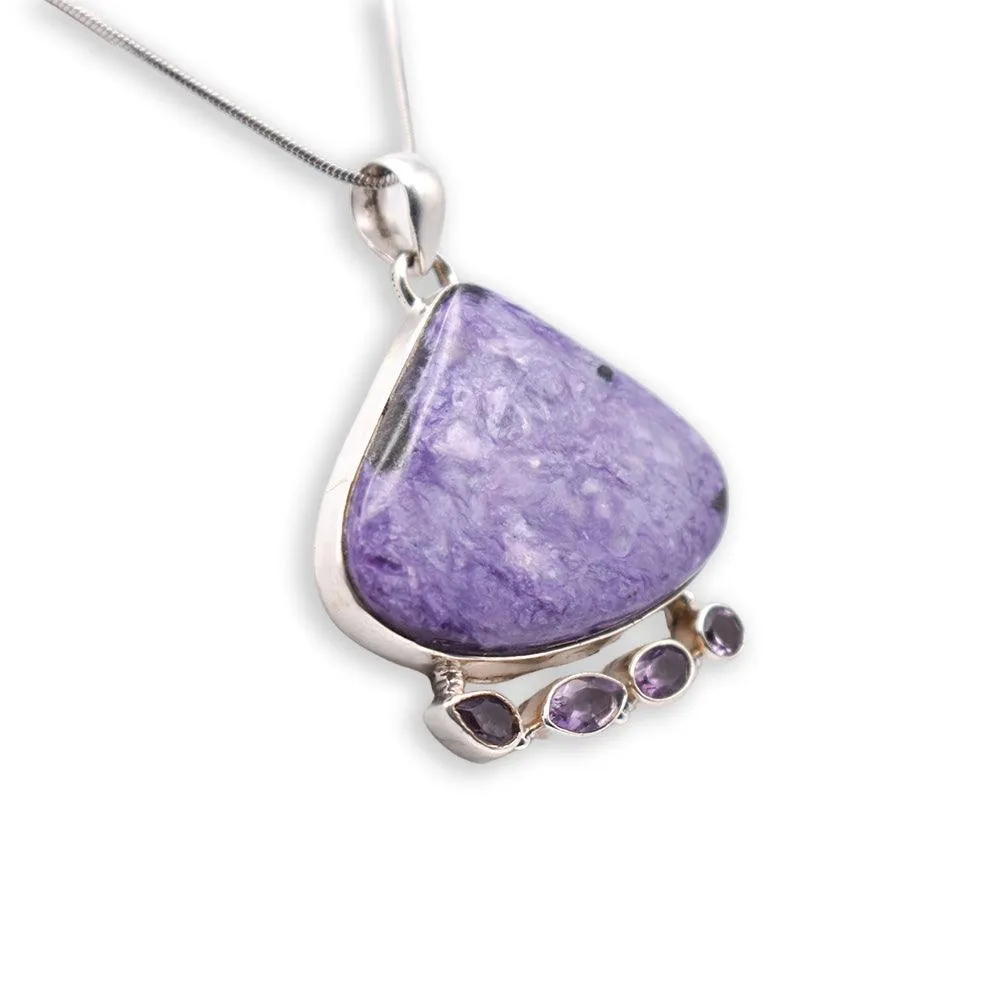 925 Sterling Silver Charoite Pendant