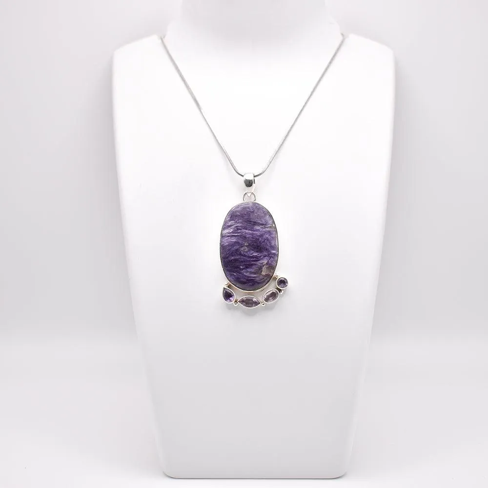 925 Sterling Silver Charoite Pendant