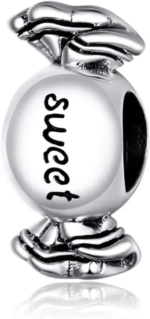 925 Sterling Silver Chocolate Cake Charm Poached Egg Charm Biscuit Charm Rainbow Ice Cream Charm Sweet Candy Charm for Pandora Charm Bracelet