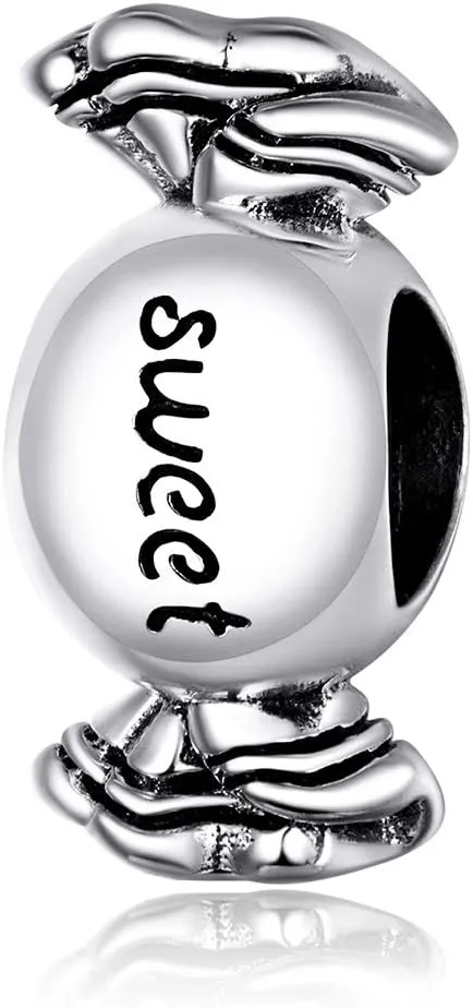 925 Sterling Silver Chocolate Cake Charm Poached Egg Charm Biscuit Charm Rainbow Ice Cream Charm Sweet Candy Charm for Pandora Charm Bracelet