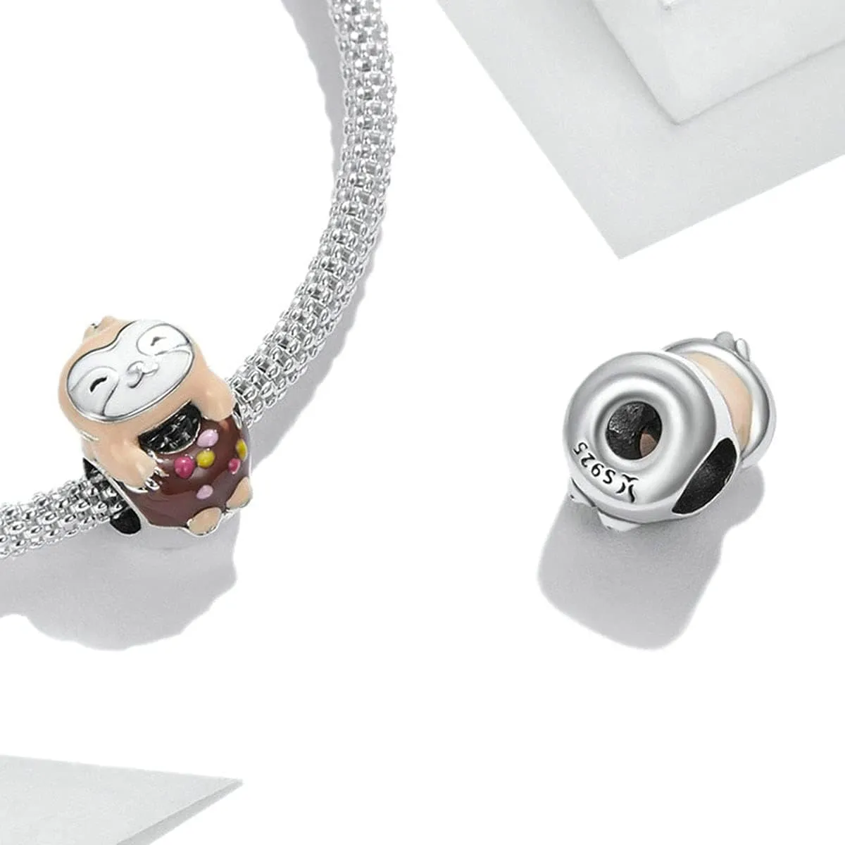 925 Sterling Silver Donut Charm Pig Charm Owl Charm Mouse Charm Bear Charm Bee Charm Panda Charm Cat Charm for Pandora Charm Bracelet