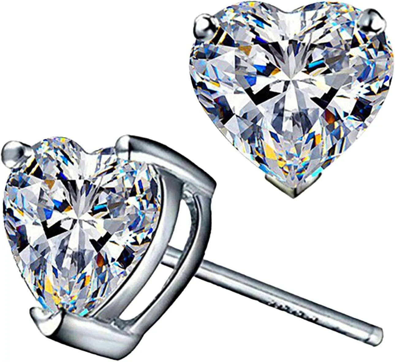 925 Sterling Silver Earrings Heart Shaped Stud Earrings Cute Hypoallergenic Earring Jewelry Gifts for Women
