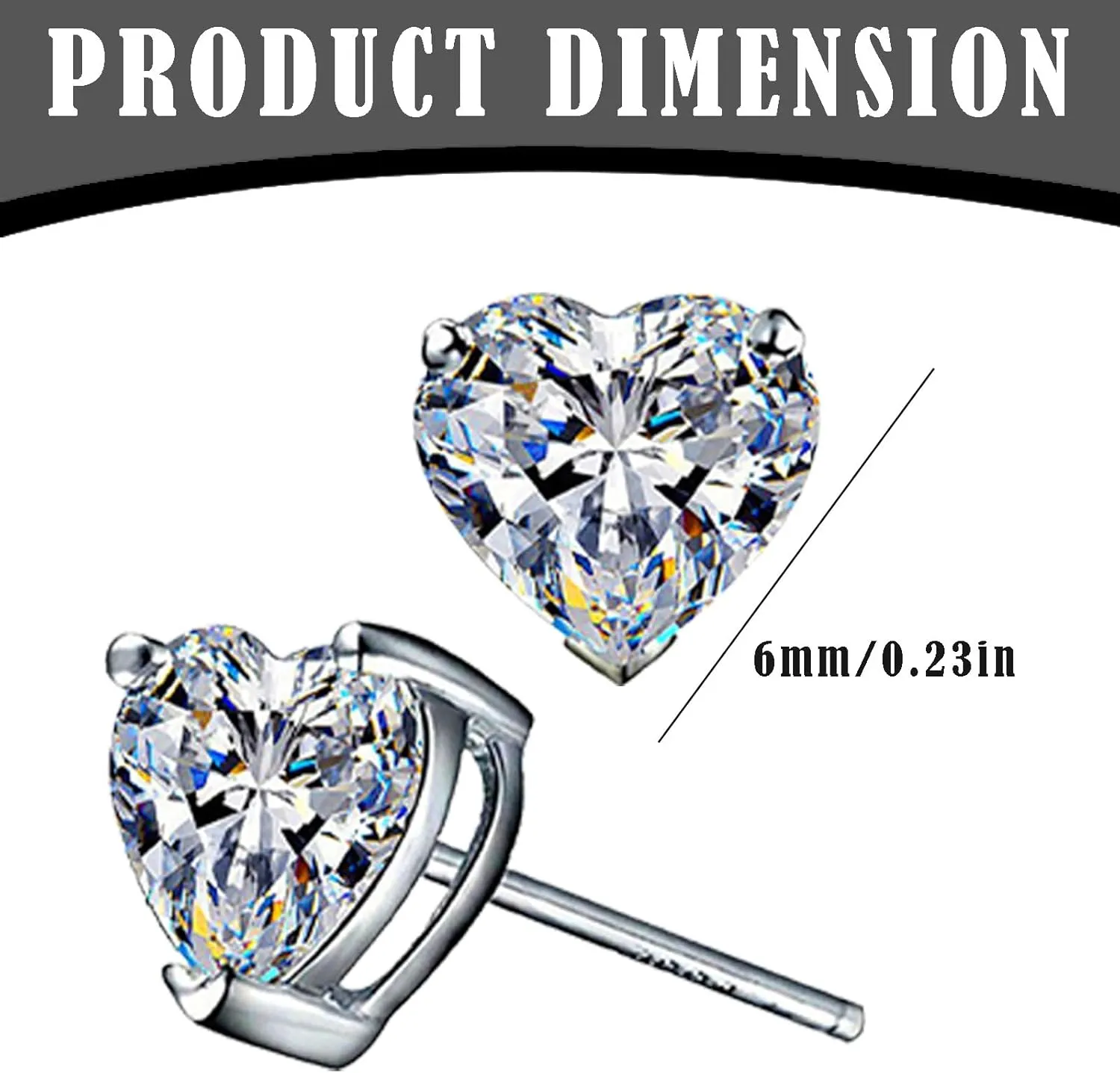 925 Sterling Silver Earrings Heart Shaped Stud Earrings Cute Hypoallergenic Earring Jewelry Gifts for Women