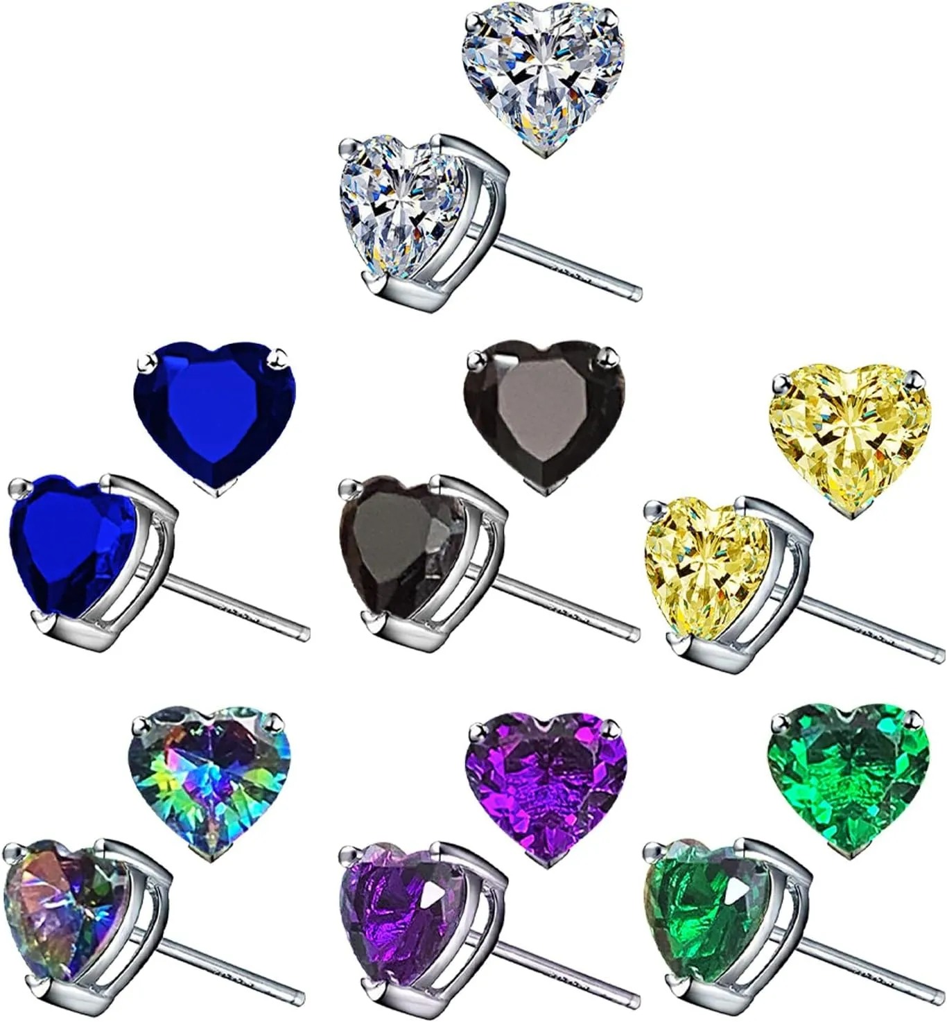 925 Sterling Silver Earrings Heart Shaped Stud Earrings Cute Hypoallergenic Earring Jewelry Gifts for Women