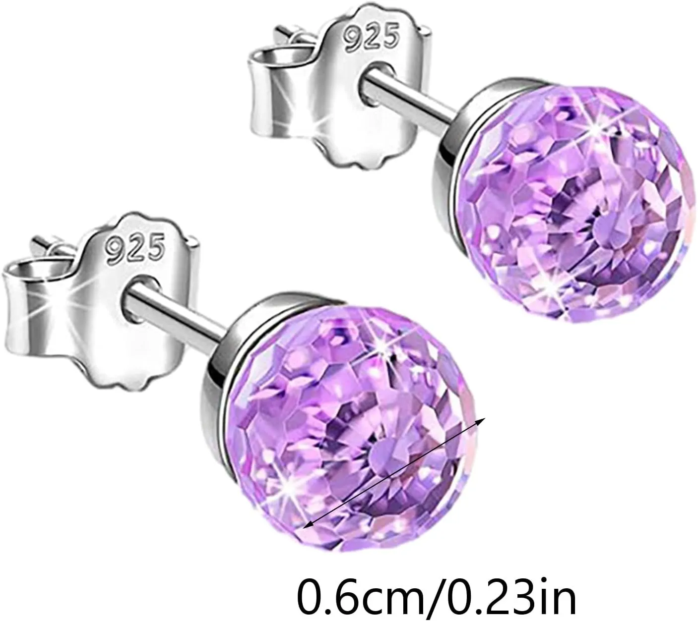925 Sterling Silver for Sensitive Ears Colourful Sparkling Full Diamond Stud Earrings Gifts for Women Birthday