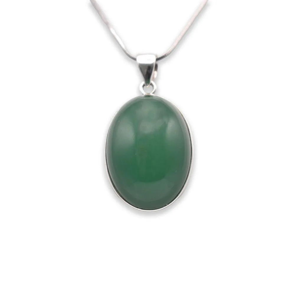 925 Sterling Silver Green Aventurine Pendant