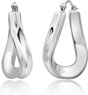 925 Sterling Silver Hypoallergenic Chunky Hoop Earrings for Women | Anti Tarnish Hoops in Various Styles by MAX   STONE