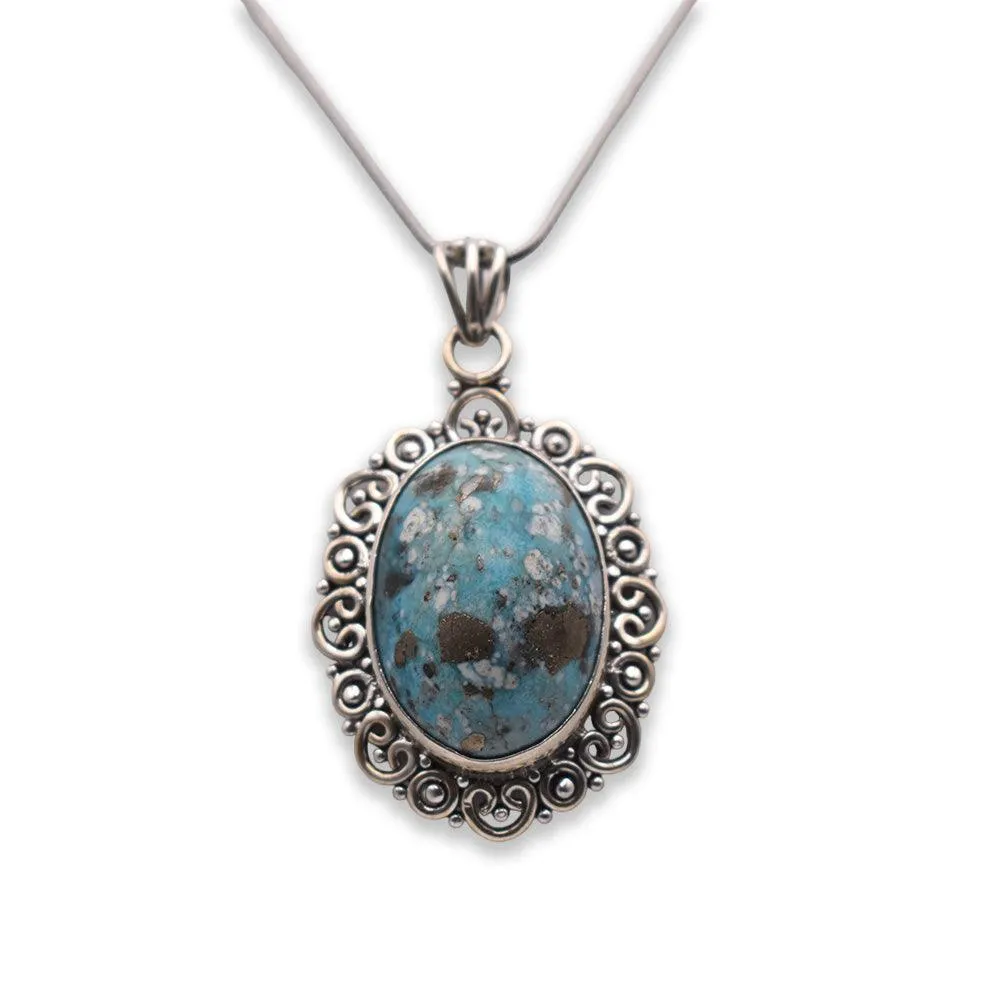 925 Sterling Silver Iranian Turquoise Pendant