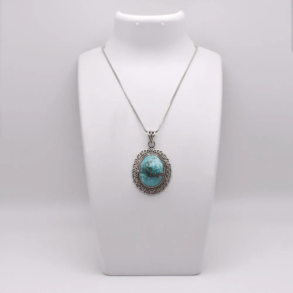 925 Sterling Silver Iranian Turquoise Pendant