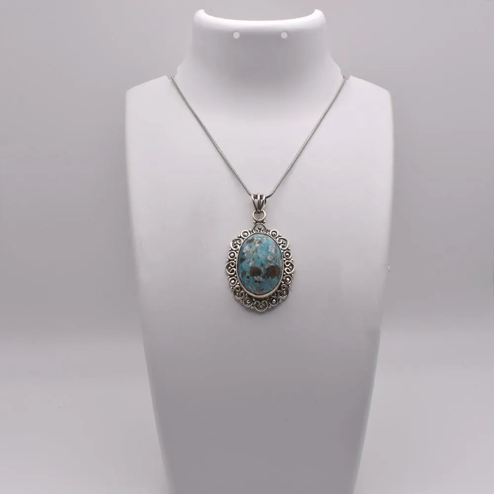 925 Sterling Silver Iranian Turquoise Pendant