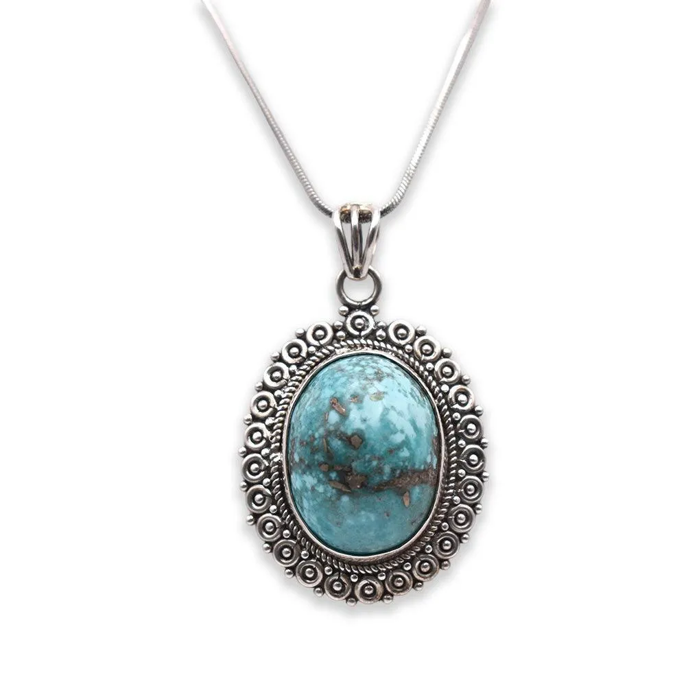 925 Sterling Silver Iranian Turquoise Pendant