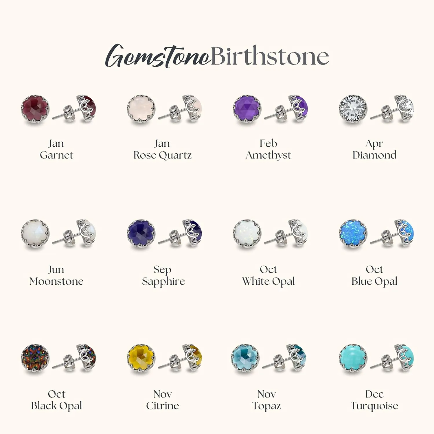 925 Sterling Silver Moonstone Studs Earrings for Women - Sterling Silver Earrings Studs - June Birthstone Earrings - Moonstone Earrings for Women - Minimalist Earrings for Women