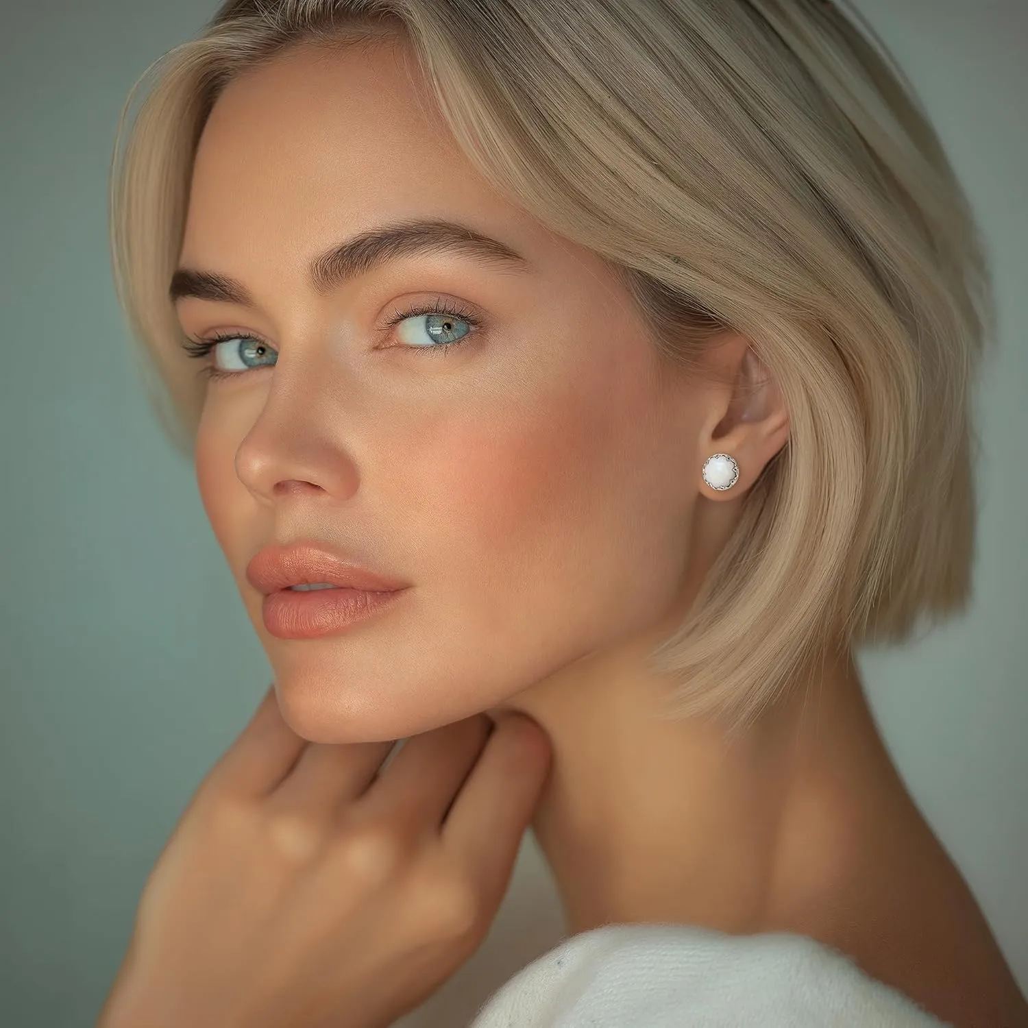 925 Sterling Silver Moonstone Studs Earrings for Women - Sterling Silver Earrings Studs - June Birthstone Earrings - Moonstone Earrings for Women - Minimalist Earrings for Women