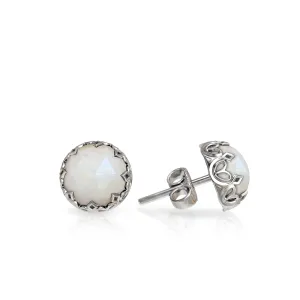925 Sterling Silver Moonstone Studs Earrings for Women - Sterling Silver Earrings Studs - June Birthstone Earrings - Moonstone Earrings for Women - Minimalist Earrings for Women