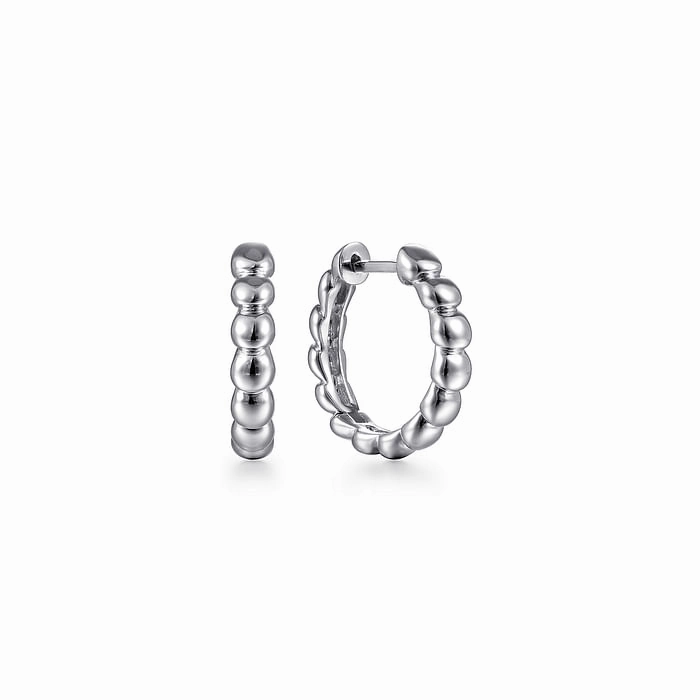 925 Sterling Silver Bujukan 15mm Classic Huggie Earrings Night Spark Pure Brilliance
