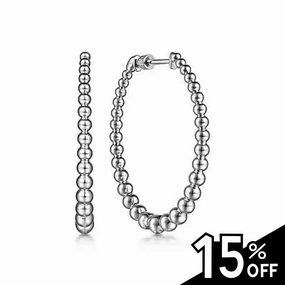 Exclusive Detail 925 Sterling Silver Bujukan Graduated 40mm Classic Hoop Earrings