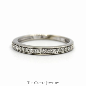 Daytime Fashion Comfy Style .20cttw Round Diamond Wedding Band in 10k White Gold