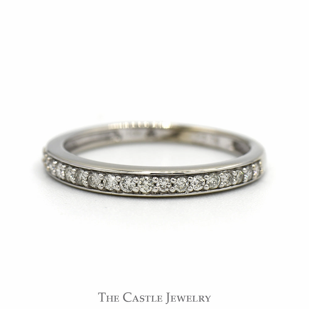 Daytime Fashion Comfy Style .20cttw Round Diamond Wedding Band in 10k White Gold