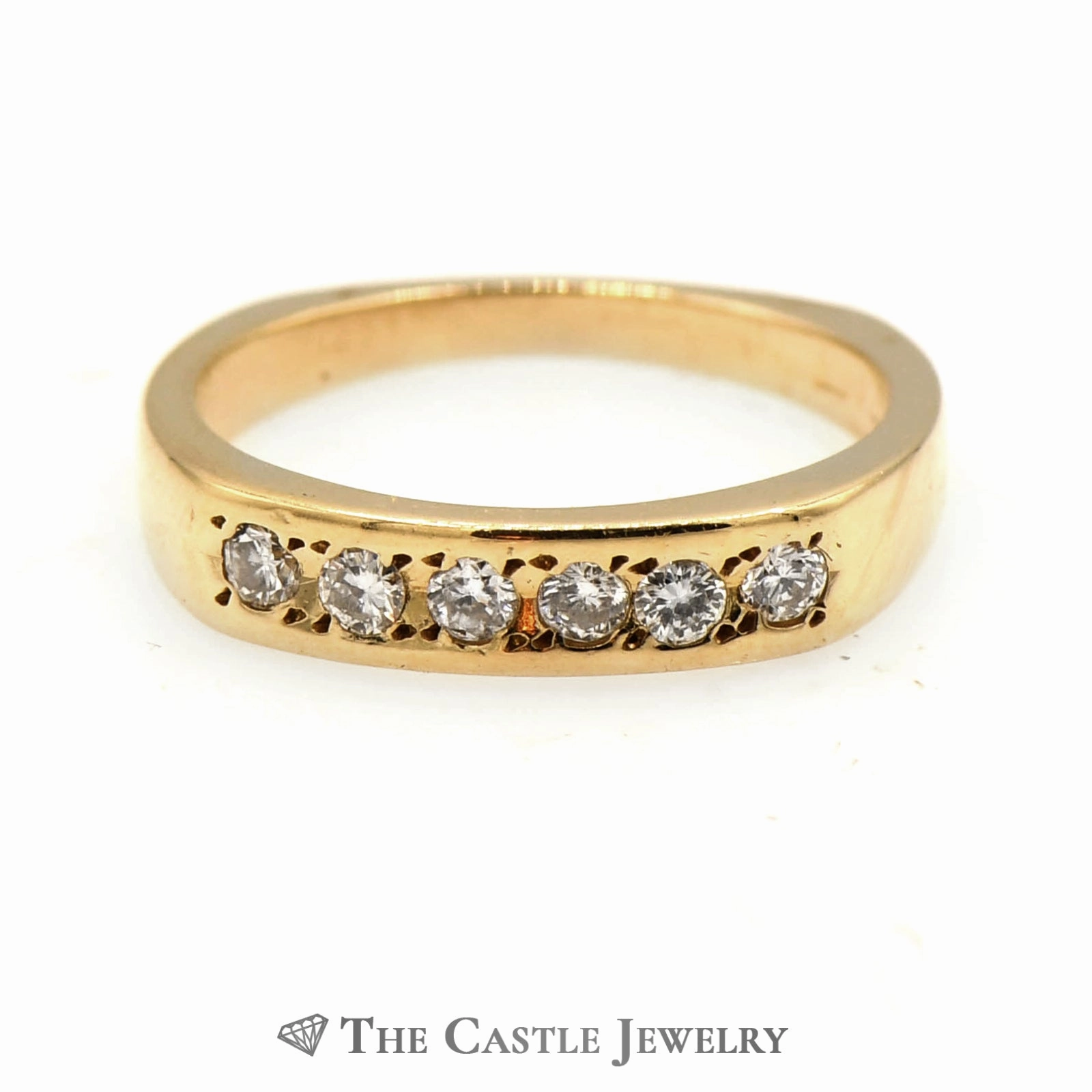 .25cttw Round 6 Diamond Wedding Band in 14k Yellow Gold Environmentally Safe