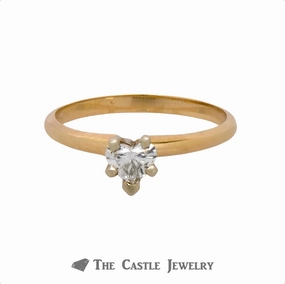.30ct Heart Cut Diamond Solitaire Engagement Ring in 14k Yellow Gold Sleek Jewelry Online Exclusive