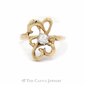 .35CT Diamond Solitaire Double Heart Designed Ring in 14KT Yellow Gold Timeless Balance Custom Sign