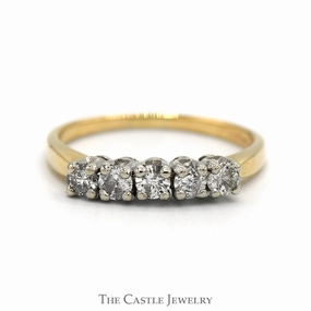.38cttw 5 Prong Set Diamond Wedding Band in 14k Yellow Gold Timeless Piece