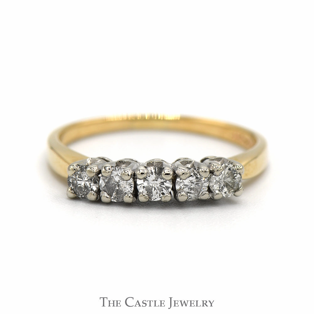 .38cttw 5 Prong Set Diamond Wedding Band in 14k Yellow Gold Timeless Piece