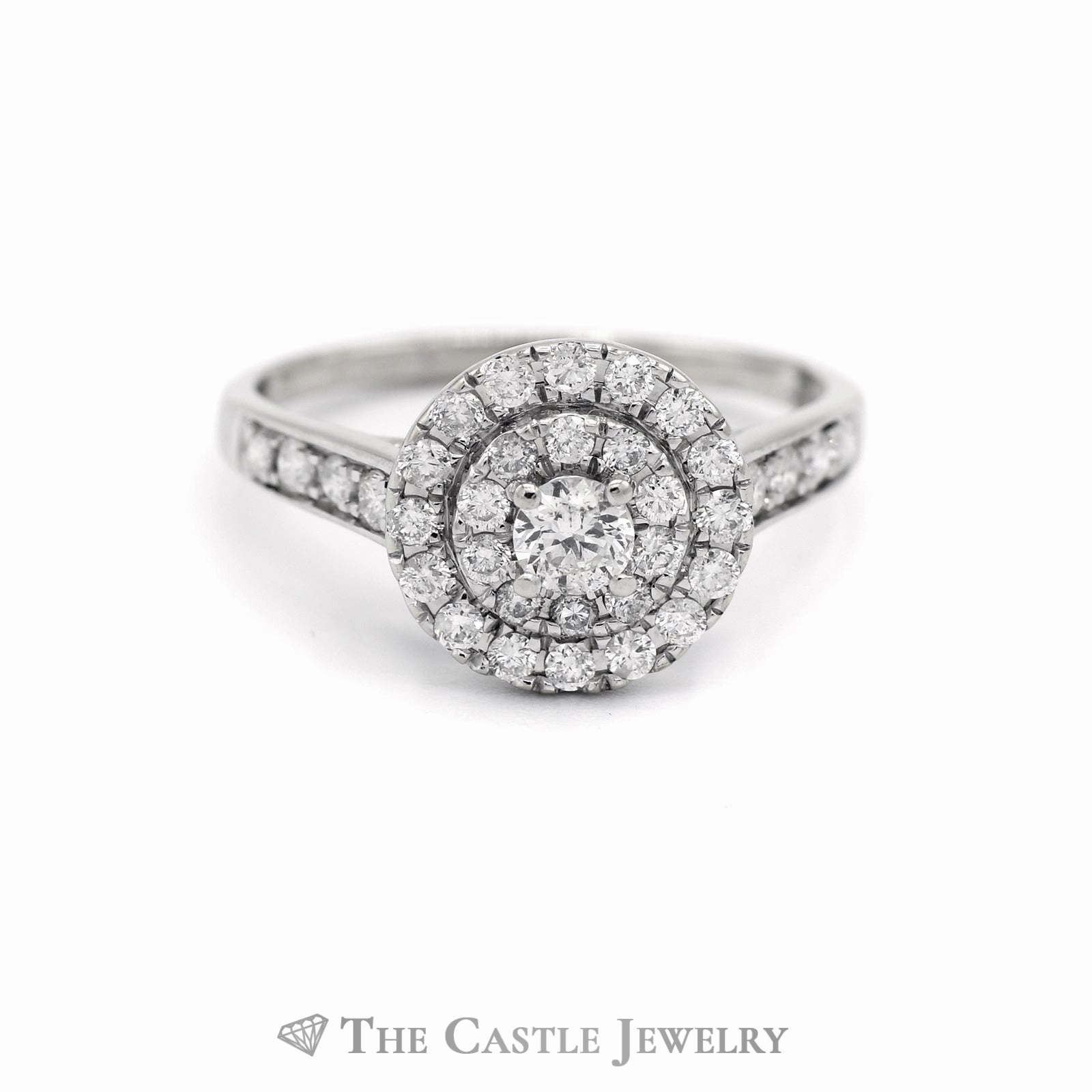 .70CTTW Round Diamond Bridal Ring with Round Halo in 14KT White Gold Exclusive Article