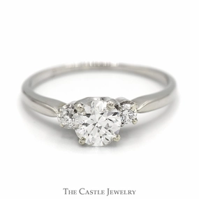 .90cttw Diamond Three Stone Engagement Ring in 14k White Gold Minimal Accent Attractive Appearance