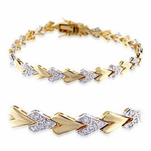 32010 - Gold Rhodium Brass Bracelet with AAA Grade CZ  in Clear Durable Build Global Composites