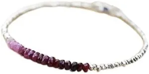 AAA   Rare Quality RUBY BRACELET - Ombre Bracelet - Ruby Bead Bracelet - July Birthstone Bracelet Gift For Her - Mom - Woman - Gemstone Ruby Jewellery 3mm Code- WAR4068