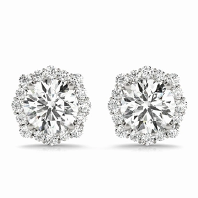 Round Diamond Halo Earrings Charming Accessory