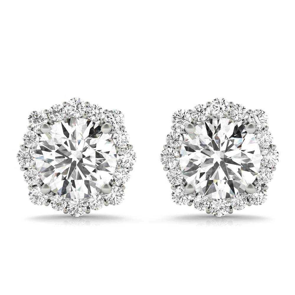 Round Diamond Halo Earrings Charming Accessory