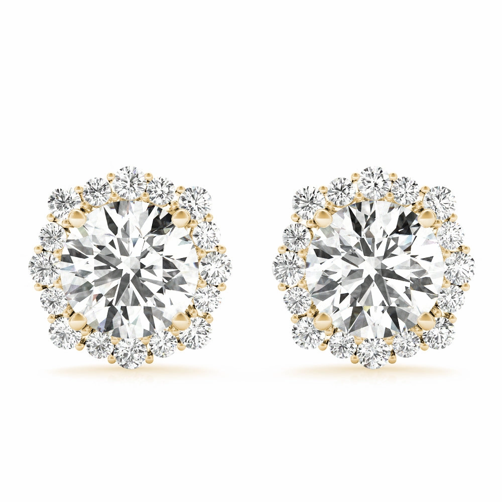 Modernist Decoration Round Diamond Halo Earrings