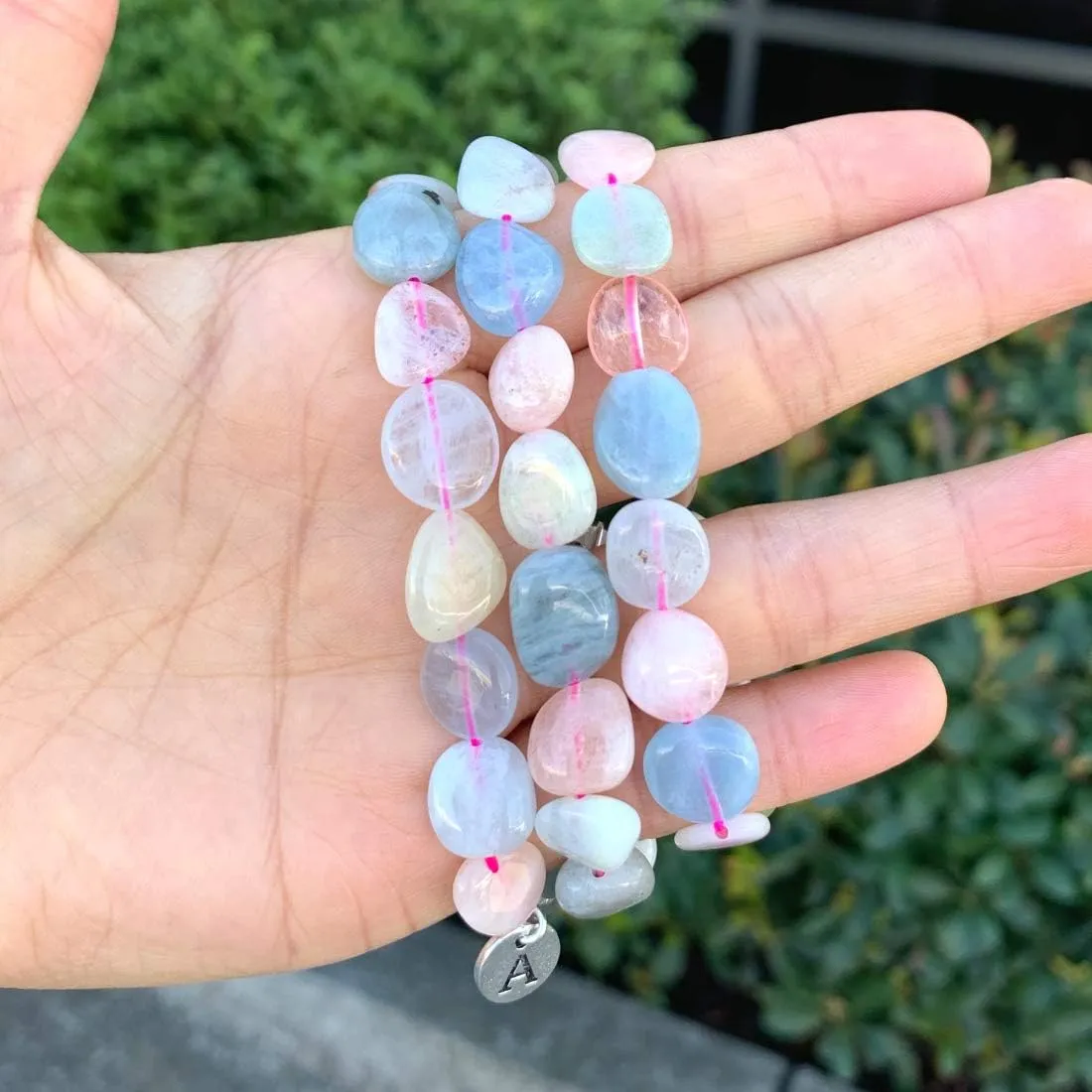 Adabele 1pc Natural Stretch Gemstone Bracelet 5mm-10mm Free Form Bead 7 Inch 7.5 Inch Healing Crystal Engergy Quartz Chakra Jewelry Women Birthday Gift
