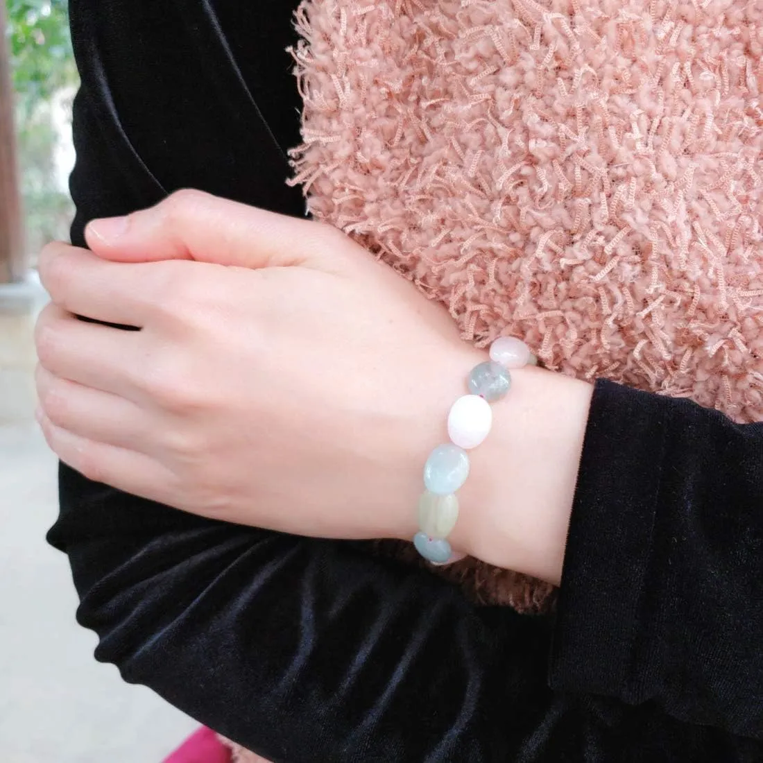 Adabele 1pc Natural Stretch Gemstone Bracelet 5mm-10mm Free Form Bead 7 Inch 7.5 Inch Healing Crystal Engergy Quartz Chakra Jewelry Women Birthday Gift