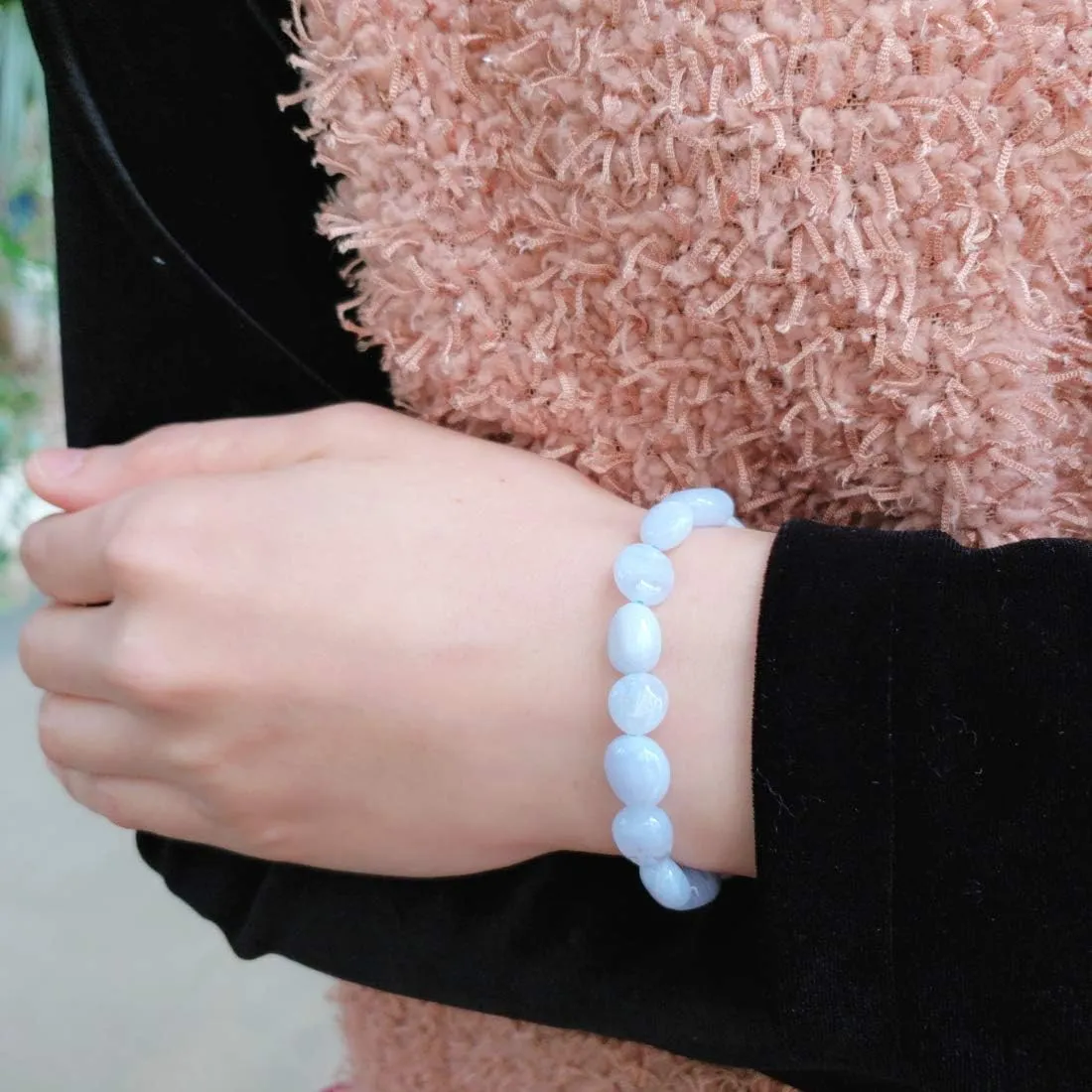 Adabele 1pc Natural Stretch Gemstone Bracelet 5mm-10mm Free Form Bead 7 Inch 7.5 Inch Healing Crystal Engergy Quartz Chakra Jewelry Women Birthday Gift