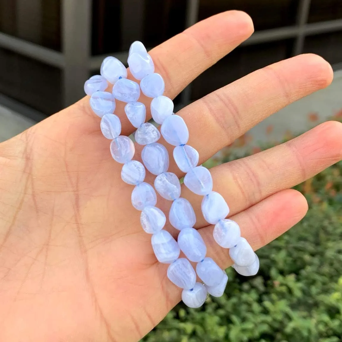 Adabele 1pc Natural Stretch Gemstone Bracelet 5mm-10mm Free Form Bead 7 Inch 7.5 Inch Healing Crystal Engergy Quartz Chakra Jewelry Women Birthday Gift