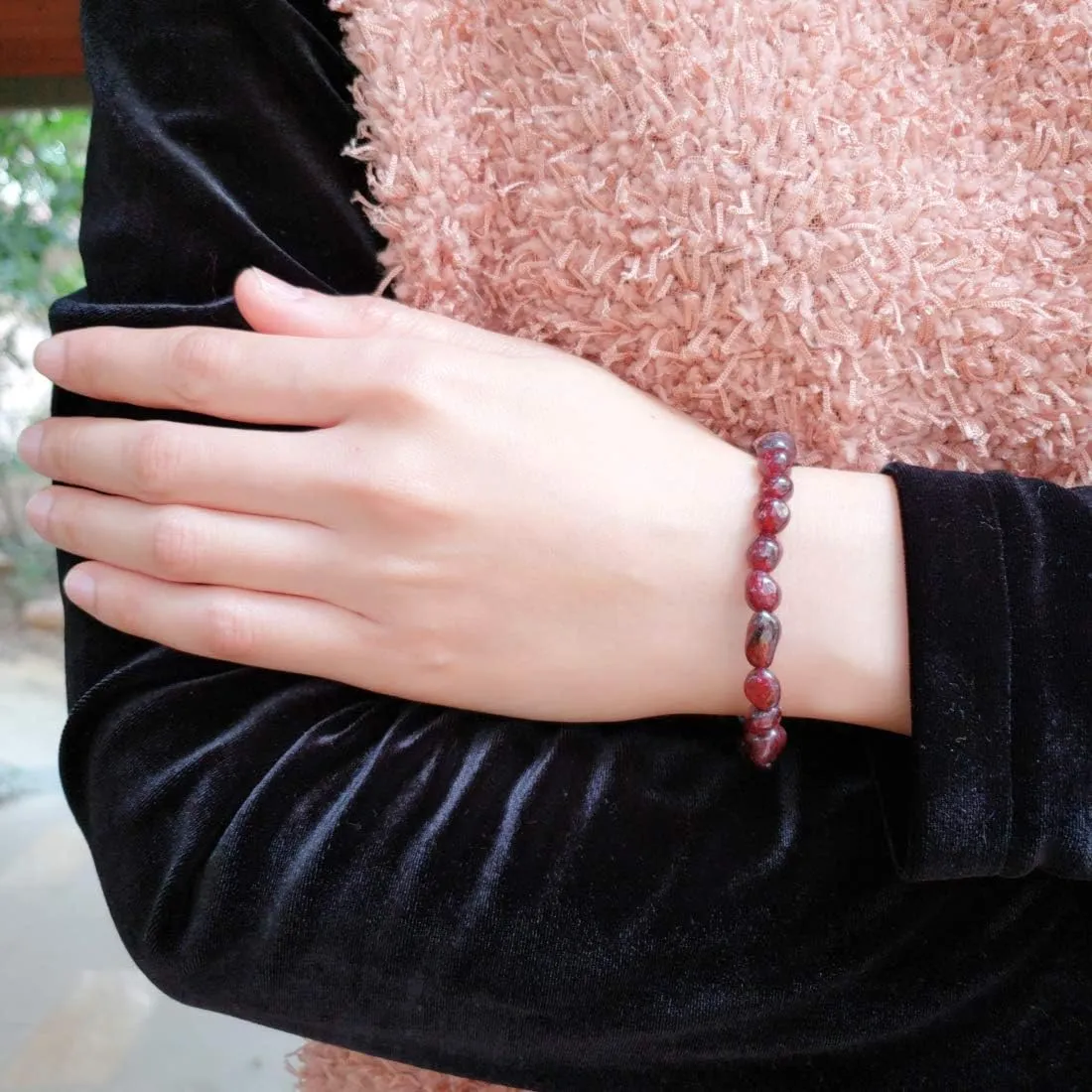 Adabele 1pc Natural Stretch Gemstone Bracelet 5mm-10mm Free Form Bead 7 Inch 7.5 Inch Healing Crystal Engergy Quartz Chakra Jewelry Women Birthday Gift
