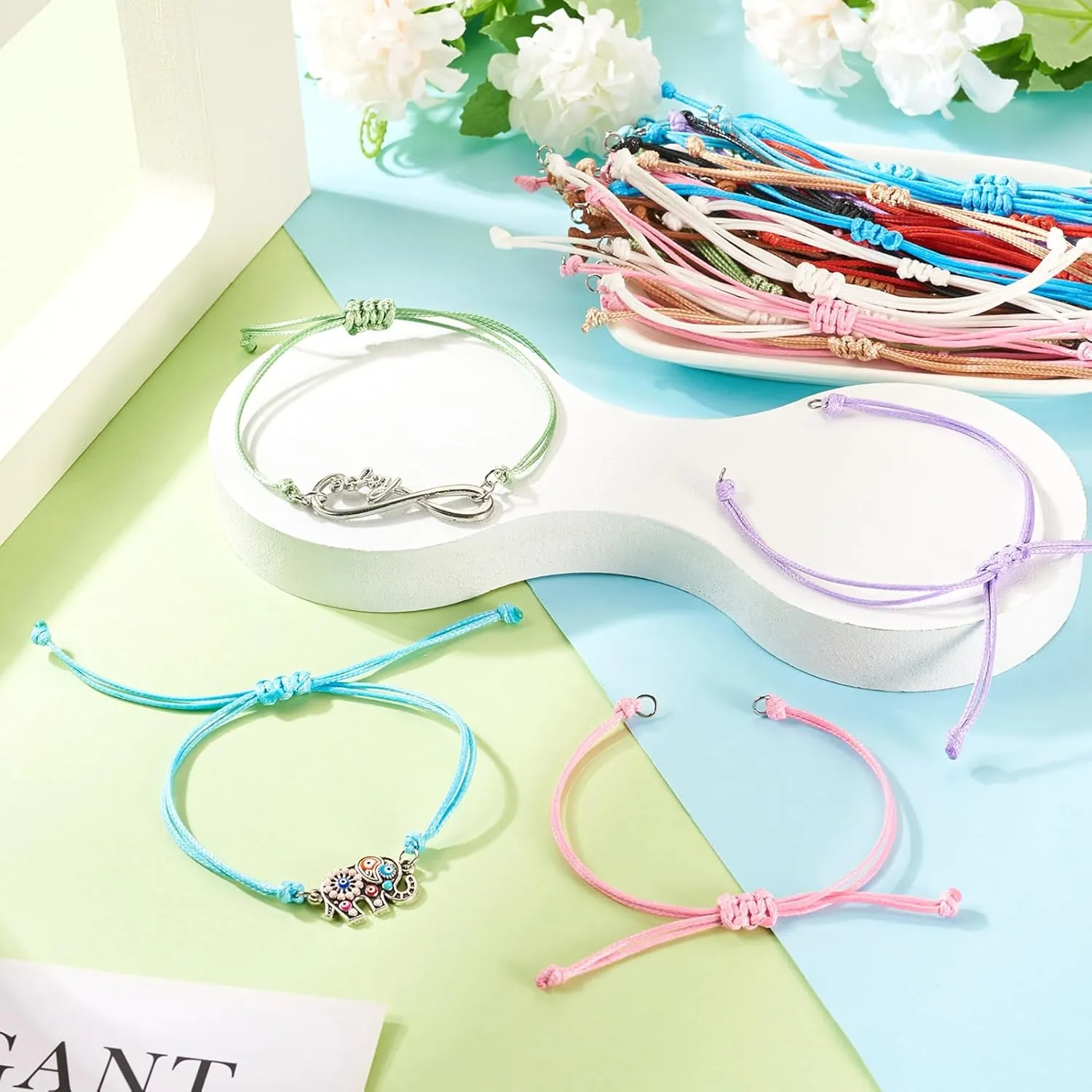 Adjustable Slider Bracelets Colorful Half Finished Bracelets Adjustable Beaded Bracelets DIY Friendship Bracelets for Women Jewelry Making Gifts Supplies