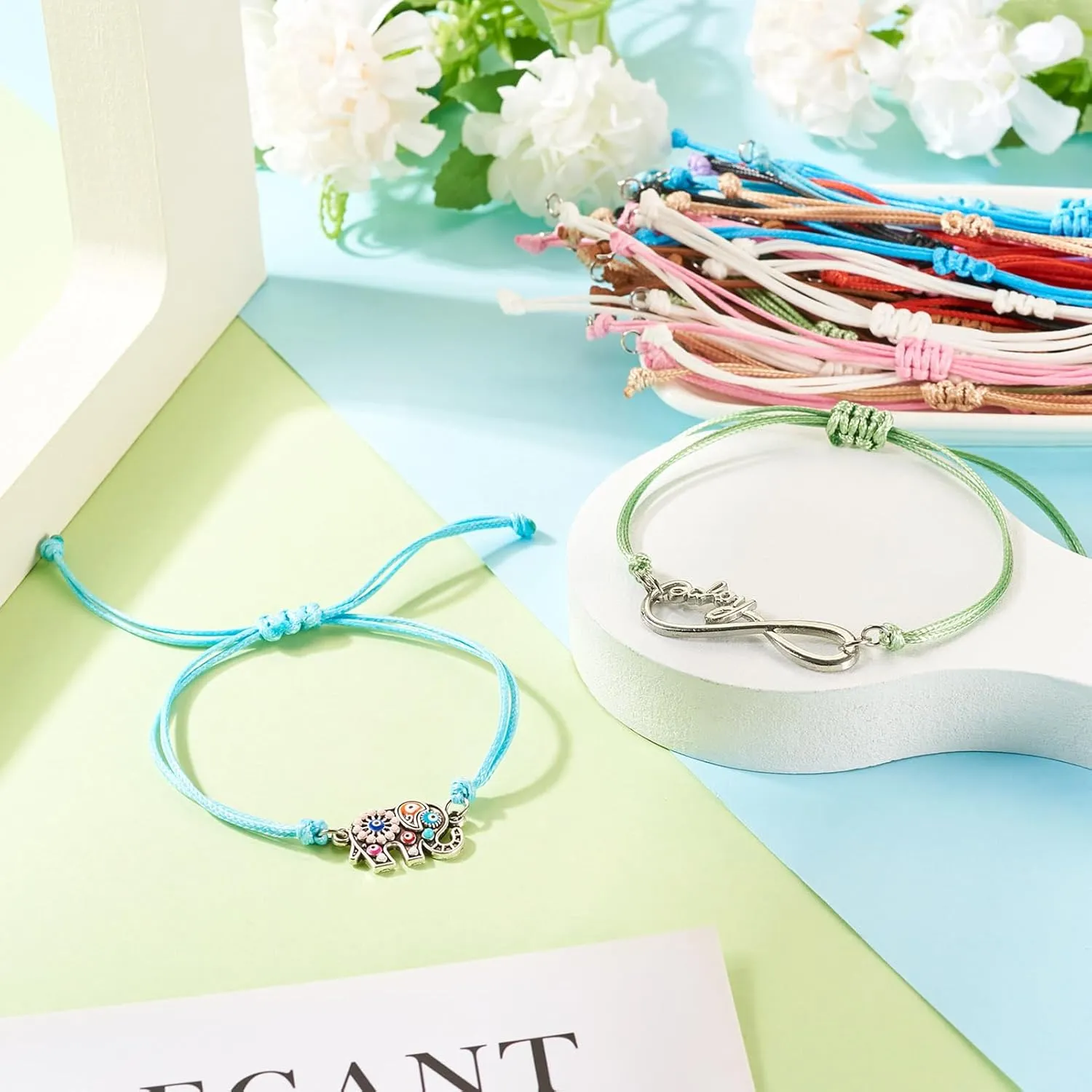 Adjustable Slider Bracelets Colorful Half Finished Bracelets Adjustable Beaded Bracelets DIY Friendship Bracelets for Women Jewelry Making Gifts Supplies