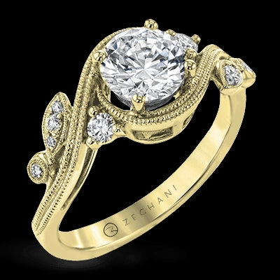 Elegant Structure Classic Gift ZR1470 Engagement Ring in 14k Gold with Diamonds