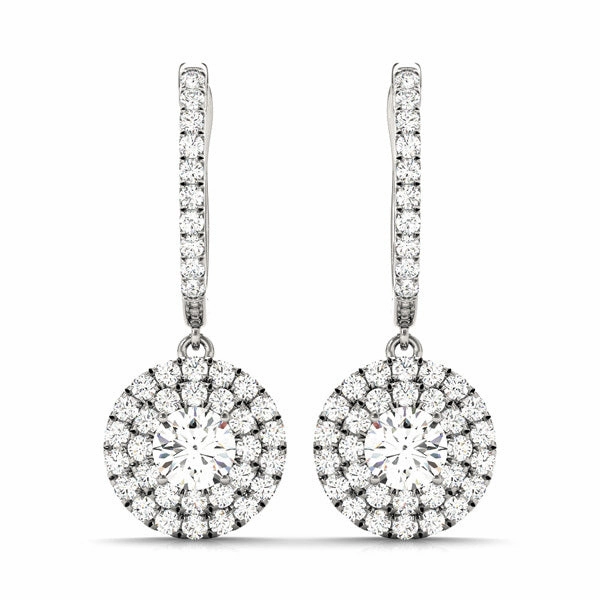 Elegant Ornament Round Diamond Halo Earring Set